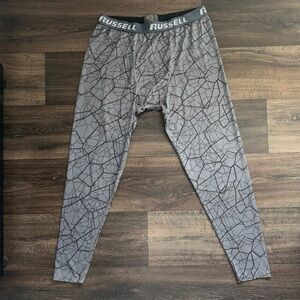 Russell Athletic Men's Black and Gray Geometric Print Base Layer Pants (L)